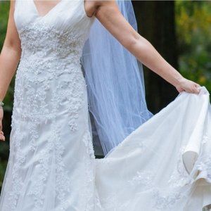 LACE beaded ivory wedding dress gown train  4